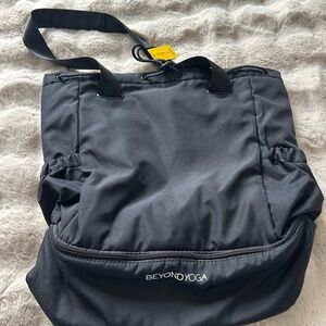 Beyond Yoga Black Adjustable Backpack Tote with Compartment